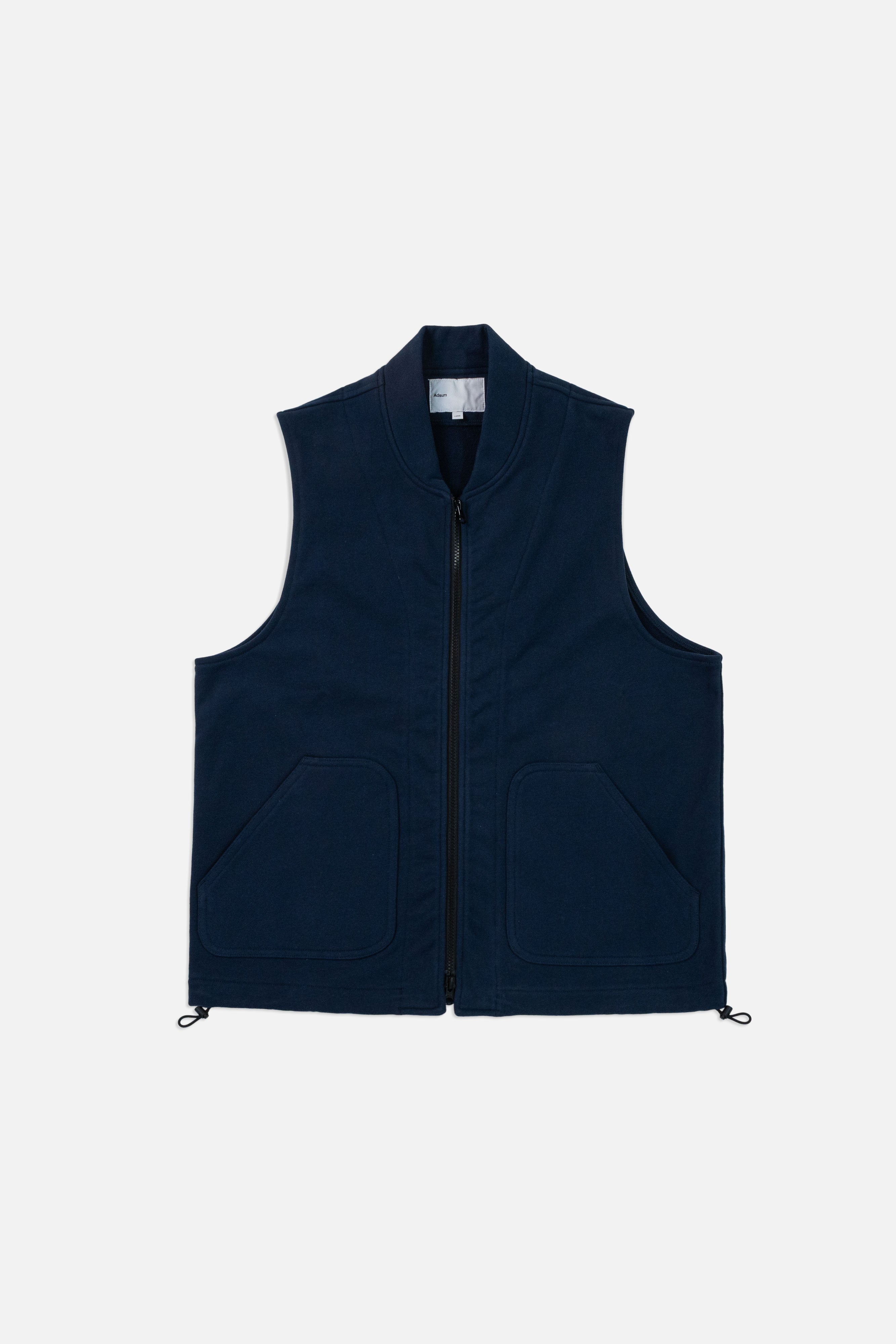 Cotton Fleece Vest - Navy
