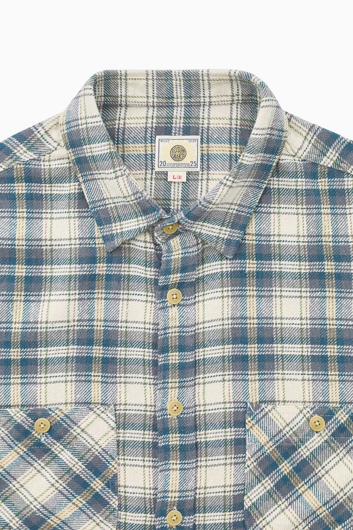 Khakis + Adsum Trucker Plaid Shirt - Light Blue