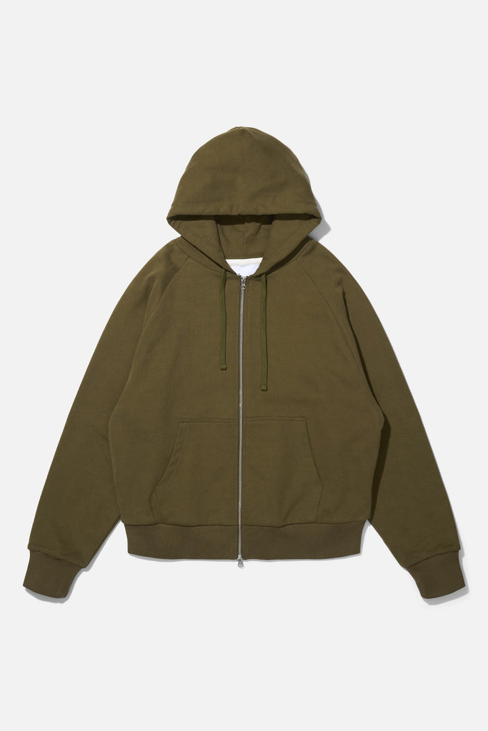 Waffle Zip Hoodie - Olive