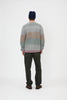 Band Neck Cardigan - Blue Stripe