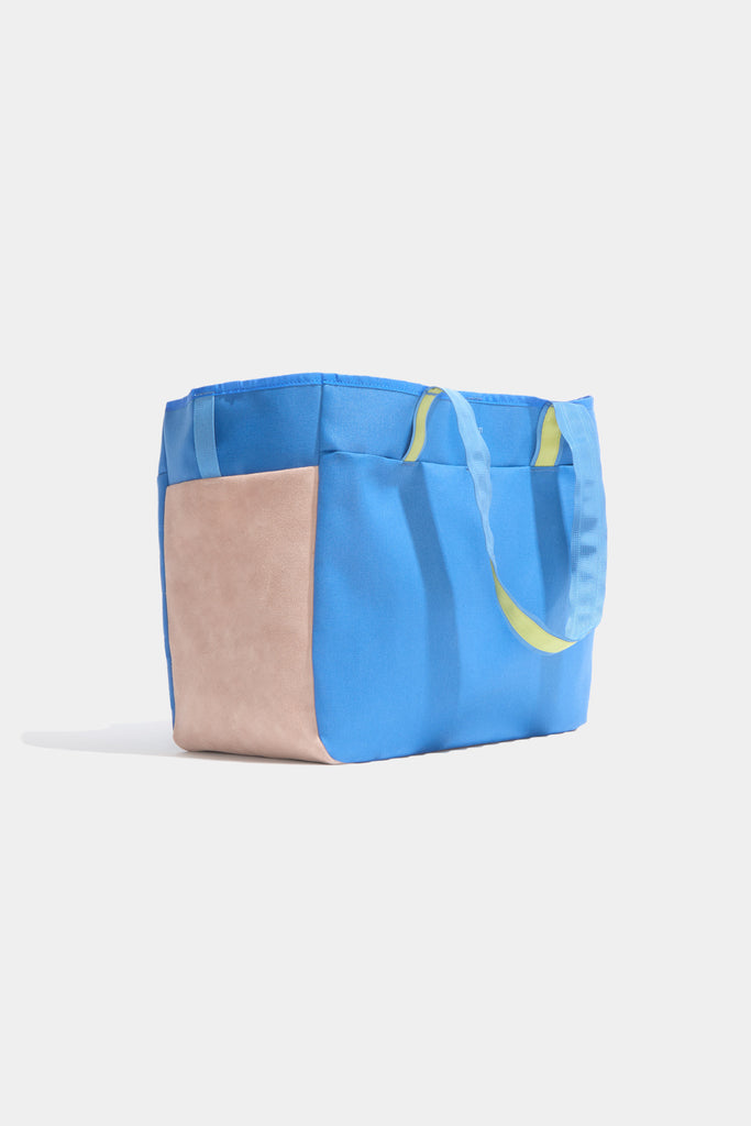 Suede Bottom Cargo Tote - Light Blue