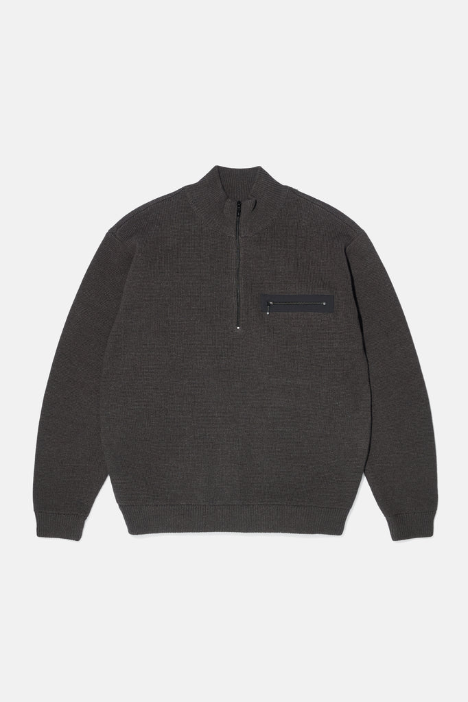 3/4 Zip Sweater - Dark Heather Grey — flat lay, front