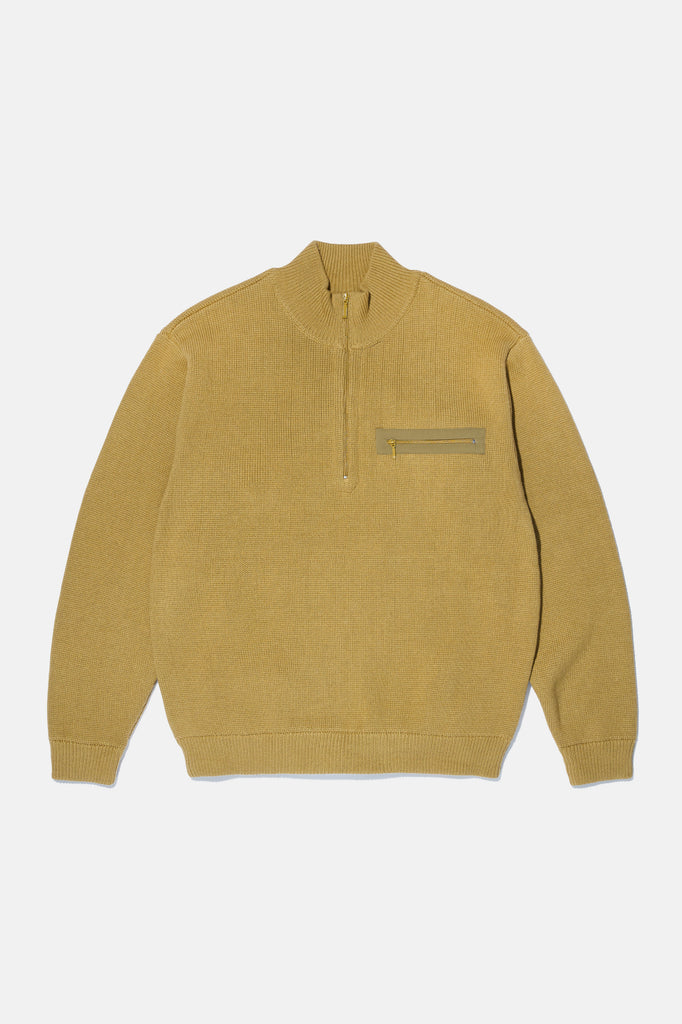 3/4 Zip Sweater - Light Green — flat lay, front