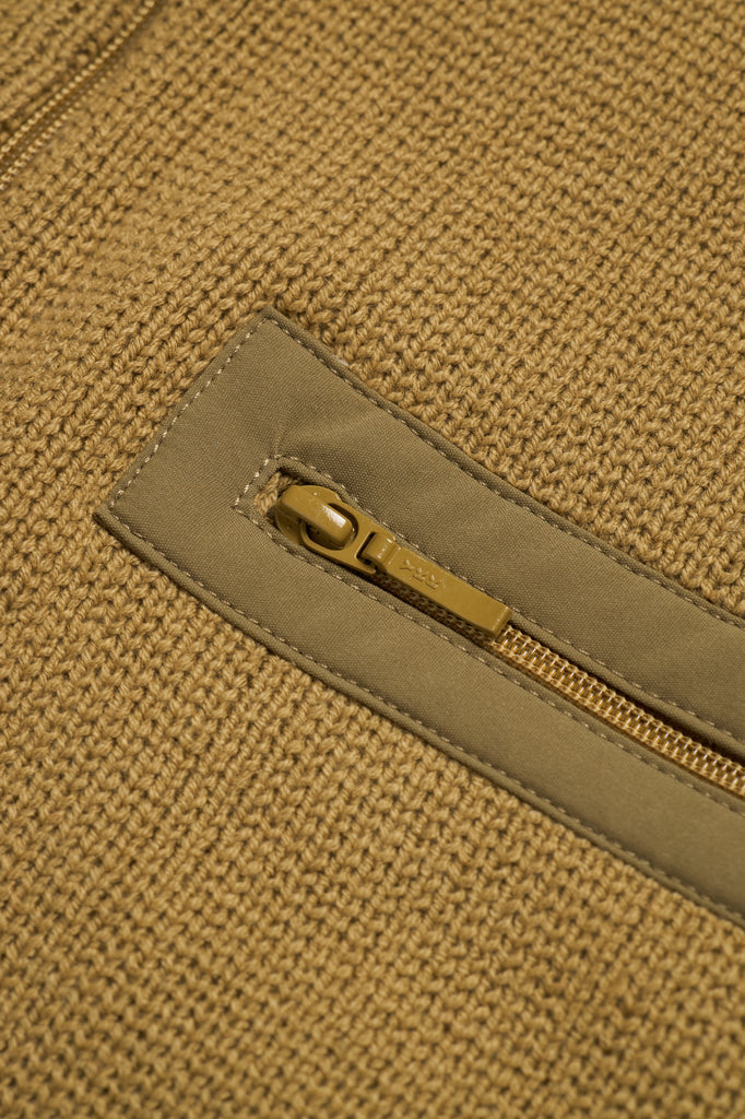 3/4 Zip Sweater - Light Green — flat lay, zipper