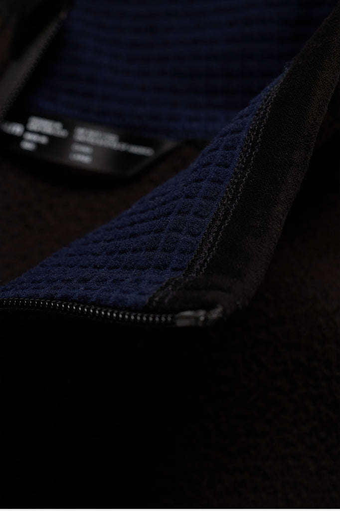 ACEM Fleece - Black — flat lay, collar