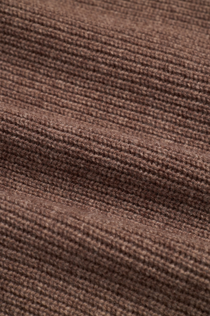 Raglan Merino Sweater - Heather Brown — flat lay, macro