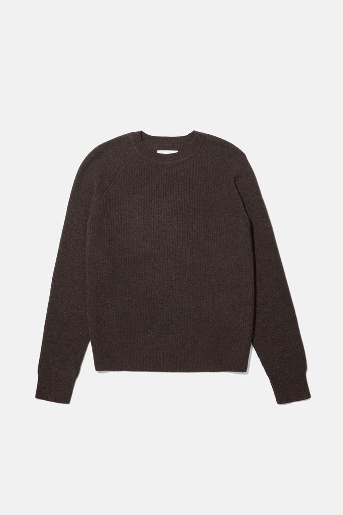 Pure Merino Wool Raglan Crewneck - Brown