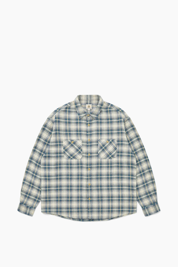 Khakis + Adsum Trucker Plaid Shirt - Light Blue