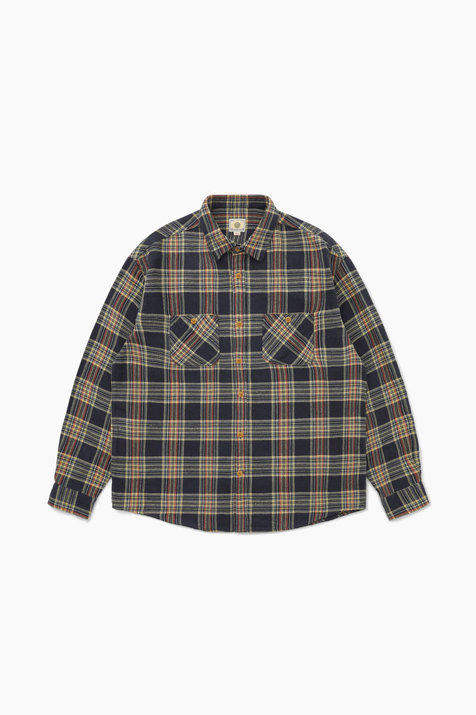 Khakis + Adsum Trucker Plaid Shirt - Navy
